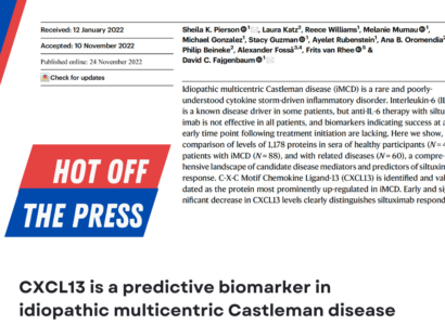 CXCL13 is a predictive biomarker in iMCD