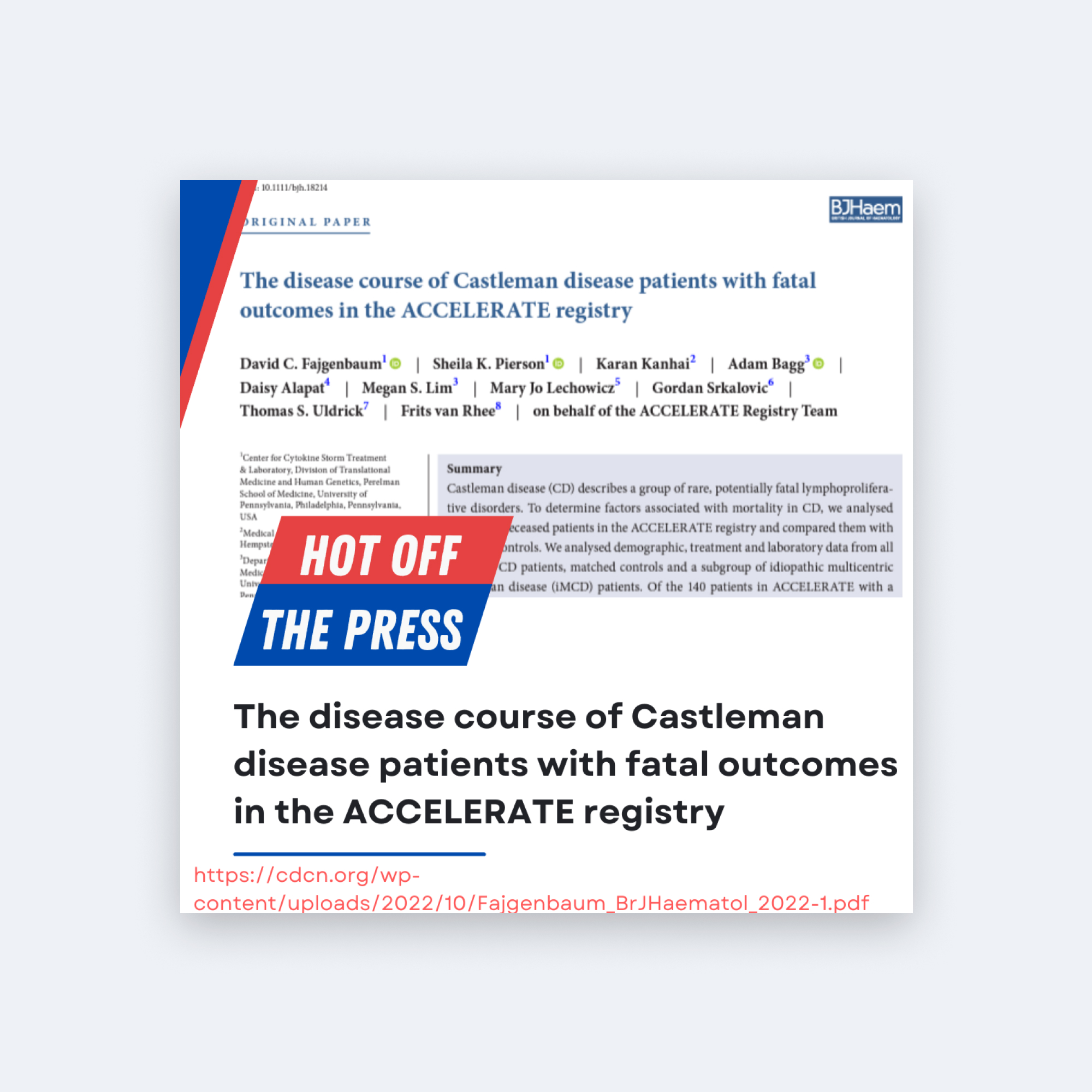 The disease course of CD patients with fatal outcomes published in BJHaem